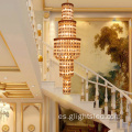 Pasillo de lujo Hotel Lámpara de araña de cristal LED colgante